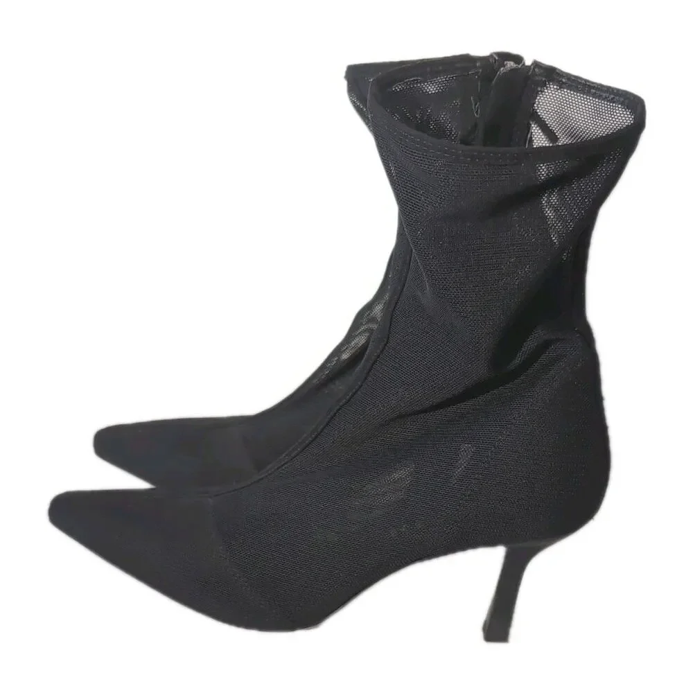 Zara Black Mesh Women's Stiletto Heels Size 8.5 With Zippers - Picture 8 of 11